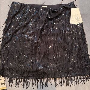 Black Sequin Fringe Skirt a new day size medium NEW